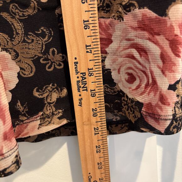Mesh Overlay Y2K Top Medium Whimsigoth Roses Romantic Feminine Semi Sheer Bloom - Picture 10 of 13